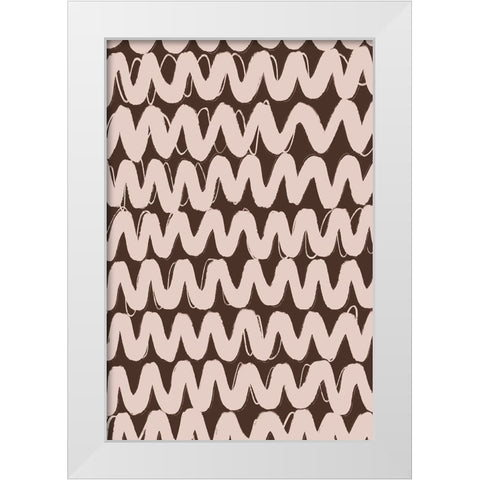 Big Beige ZigZag Pattern White Modern Wood Framed Art Print by Treechild