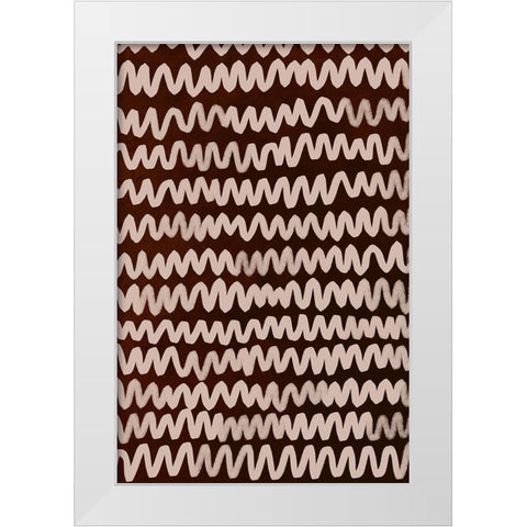 Beige ZigZag on Rusty Color Pattern White Modern Wood Framed Art Print by Treechild