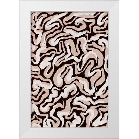 White Beige Pattern White Modern Wood Framed Art Print by Treechild