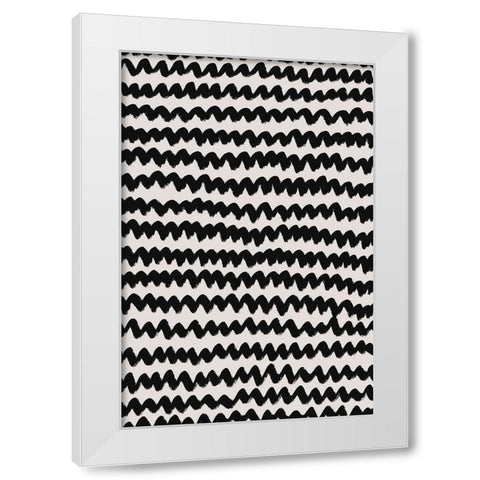 Simple Black ZigZag Pattern White Modern Wood Framed Art Print by Treechild