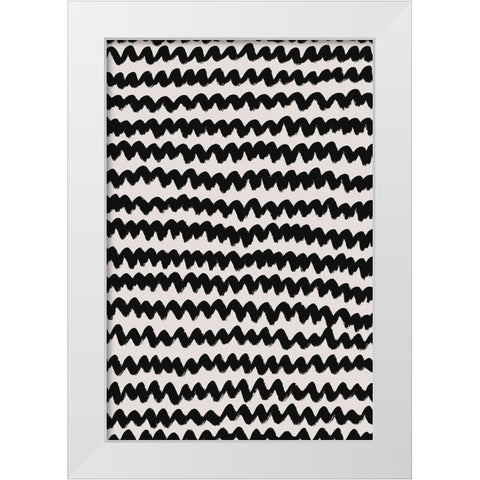Simple Black ZigZag Pattern White Modern Wood Framed Art Print by Treechild