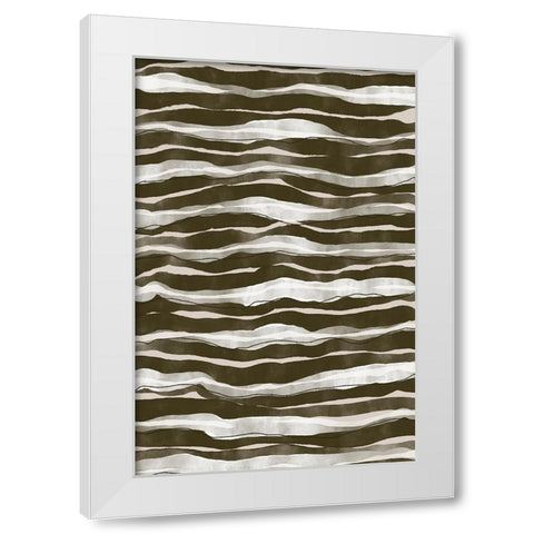 Geen Watercolor Waves White Modern Wood Framed Art Print by Treechild