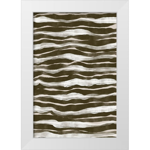 Geen Watercolor Waves White Modern Wood Framed Art Print by Treechild