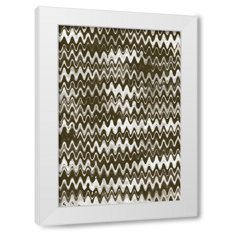 Strong Green Waves White Modern Wood Framed Art Print by Treechild