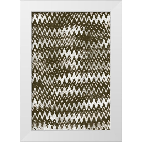 Strong Green Waves White Modern Wood Framed Art Print by Treechild