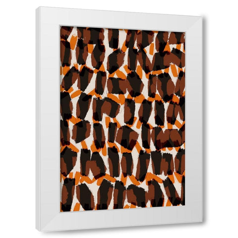 Brown Orange Brush Strokes White Modern Wood Framed Art Print by Treechild