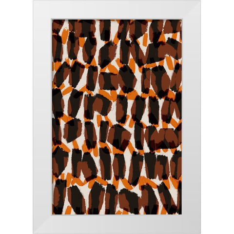 Brown Orange Brush Strokes White Modern Wood Framed Art Print by Treechild