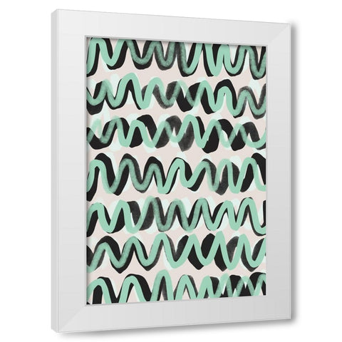 Turquoise ZigZag Pattern White Modern Wood Framed Art Print by Treechild