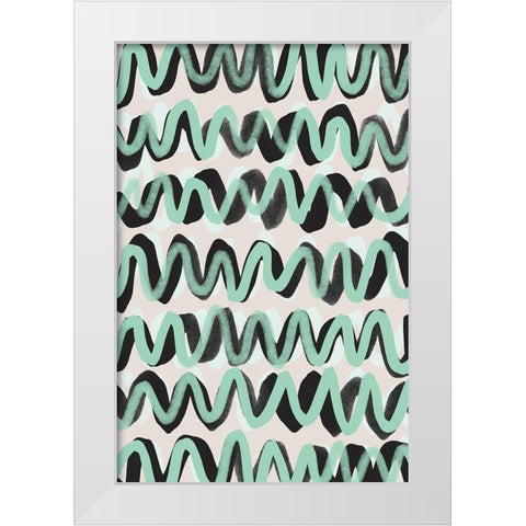 Turquoise ZigZag Pattern White Modern Wood Framed Art Print by Treechild