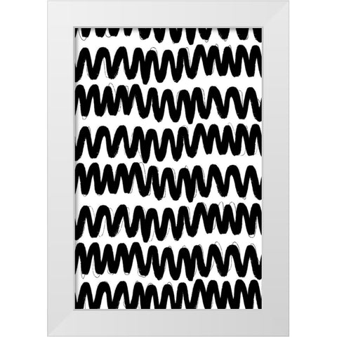 Black Zig Zag Pattern White Modern Wood Framed Art Print by Treechild