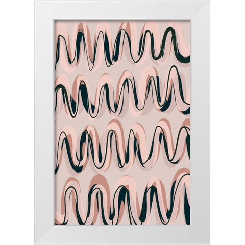 Beige Blue Pastel Waves White Modern Wood Framed Art Print by Treechild