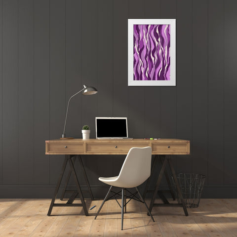 Purple Tiger Pattern White Modern Wood Framed Art Print by Treechild
