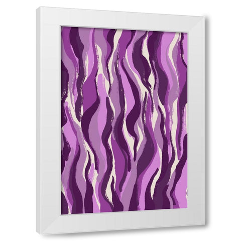 Purple Tiger Pattern White Modern Wood Framed Art Print by Treechild
