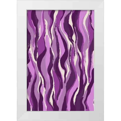 Purple Tiger Pattern White Modern Wood Framed Art Print by Treechild