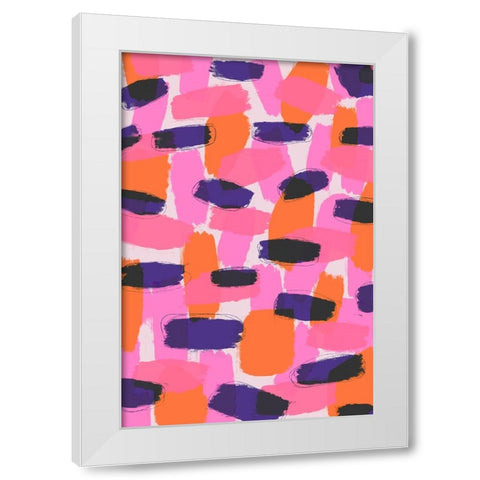 Pink And Purple Strokes White Modern Wood Framed Art Print by Treechild