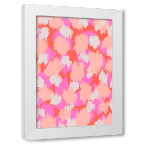 Pastel Pink And Orange Strokes White Modern Wood Framed Art Print by Treechild