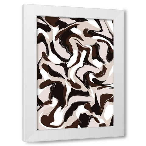 White Beige Brown Pattern White Modern Wood Framed Art Print by Treechild