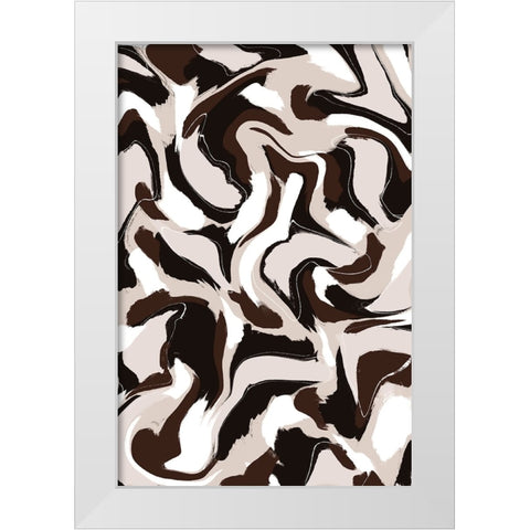 White Beige Brown Pattern White Modern Wood Framed Art Print by Treechild