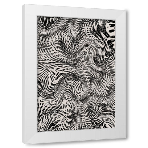 Black And White Net Pattern White Modern Wood Framed Art Print by Treechild