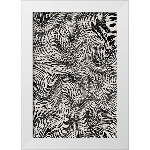 Black And White Net Pattern White Modern Wood Framed Art Print by Treechild