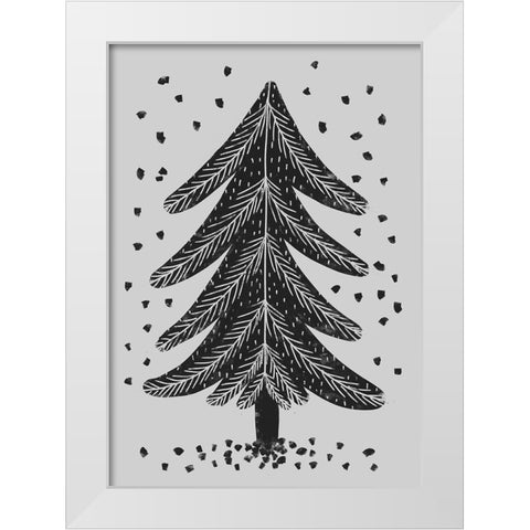 Pine Tree White Modern Wood Framed Art Print by Treechild
