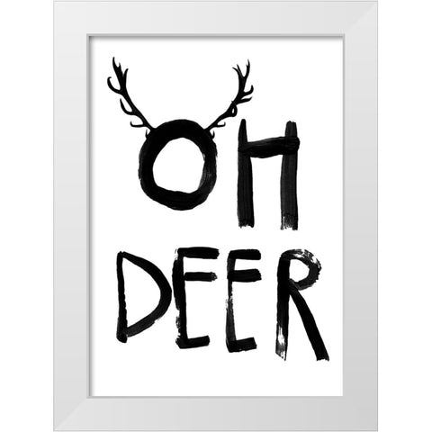 Oh Deer White Modern Wood Framed Art Print by Treechild