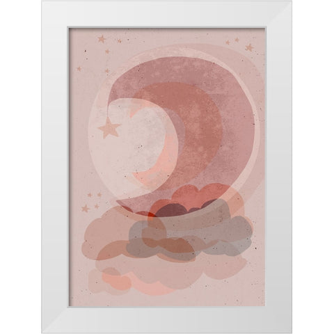 Gentle Moon White Modern Wood Framed Art Print by Treechild