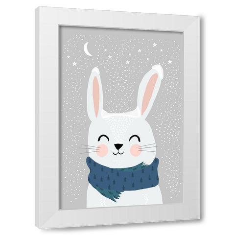 Snow Bunny White Modern Wood Framed Art Print by Treechild