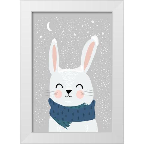 Snow Bunny White Modern Wood Framed Art Print by Treechild