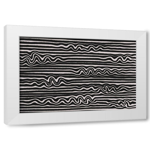 Wavey Stripes Square White Modern Wood Framed Art Print by Treechild