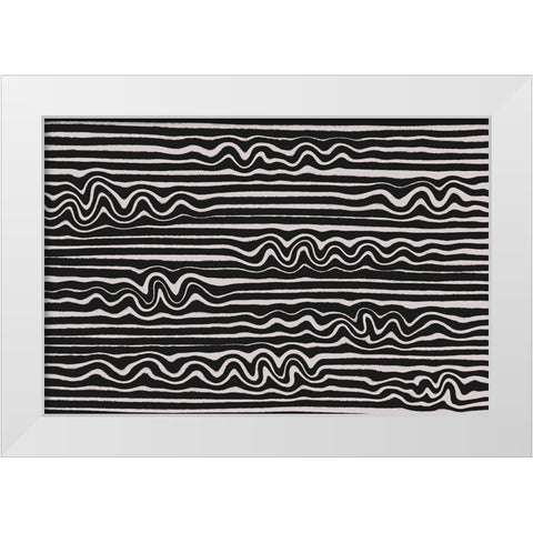 Wavey Stripes Square White Modern Wood Framed Art Print by Treechild