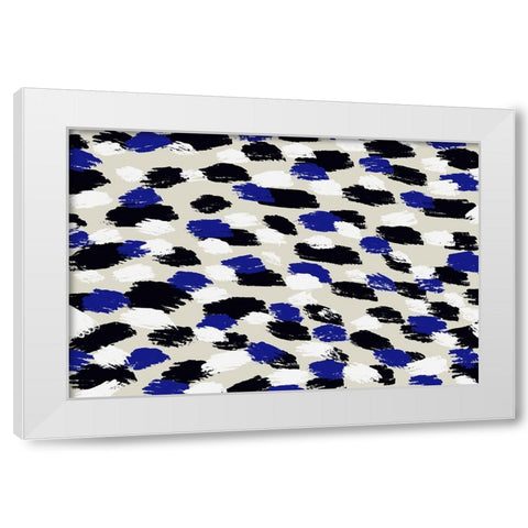 Blue Strokes Square White Modern Wood Framed Art Print by Treechild