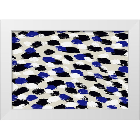 Blue Strokes Square White Modern Wood Framed Art Print by Treechild