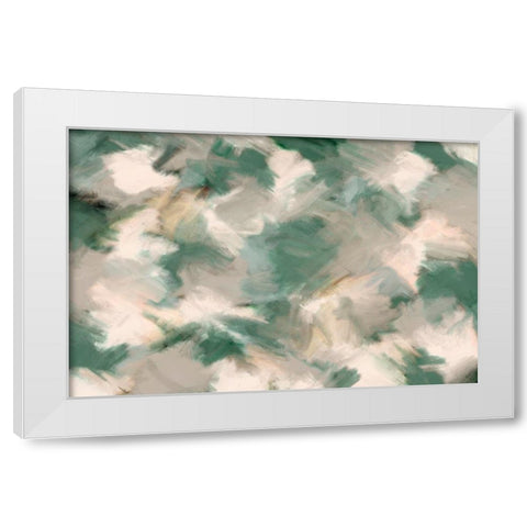 Green Beige Wild Painted Square White Modern Wood Framed Art Print by Treechild