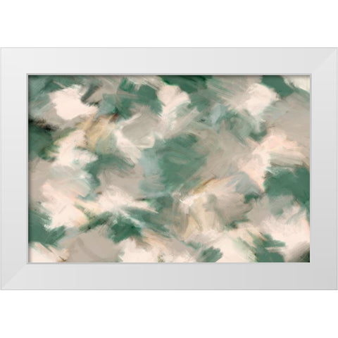 Green Beige Wild Painted Square White Modern Wood Framed Art Print by Treechild