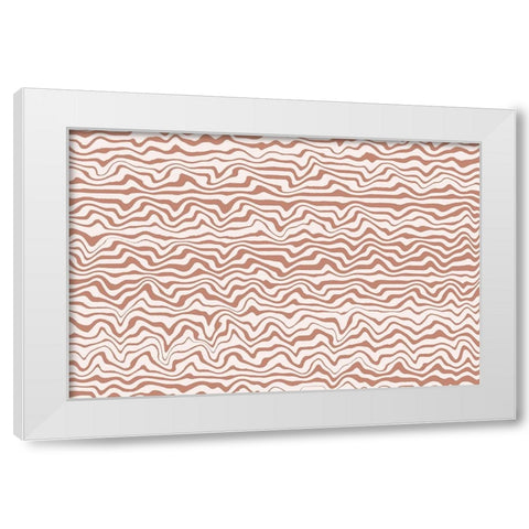 Shaky Beige Lines Square White Modern Wood Framed Art Print by Treechild