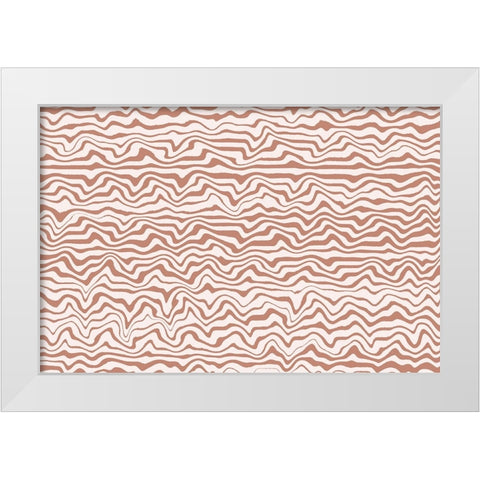 Shaky Beige Lines Square White Modern Wood Framed Art Print by Treechild