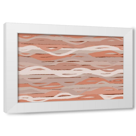 Pastel Wavey Stripes Pattern White Modern Wood Framed Art Print by Treechild