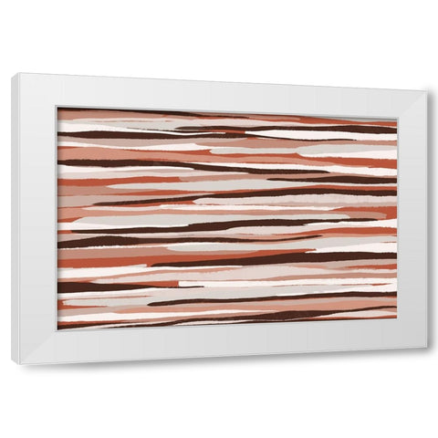 Pastel Thin Stipes Pattern White Modern Wood Framed Art Print by Treechild