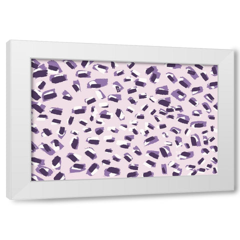 Scattered Small Purple Strokes Pattern White Modern Wood Framed Art Print by Treechild