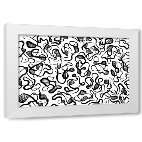 Abstract Thin Lines Pattern White Modern Wood Framed Art Print by Treechild