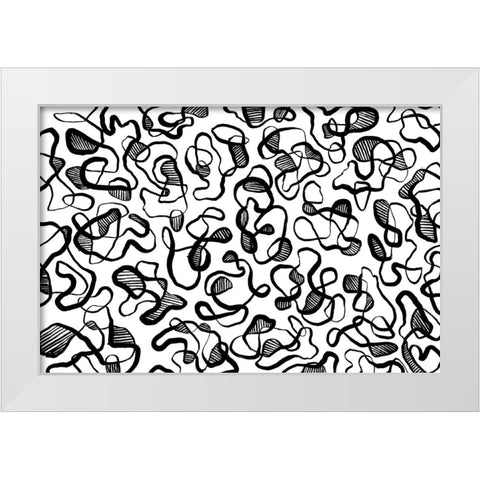 Abstract Thin Lines Pattern White Modern Wood Framed Art Print by Treechild