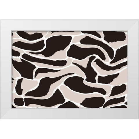 Beige And Brown Tiger Pattern White Modern Wood Framed Art Print by Treechild