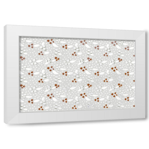 Berries in Winter Square White Modern Wood Framed Art Print by Treechild