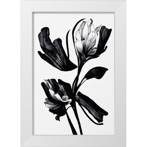 Black Flower White Modern Wood Framed Art Print by Treechild