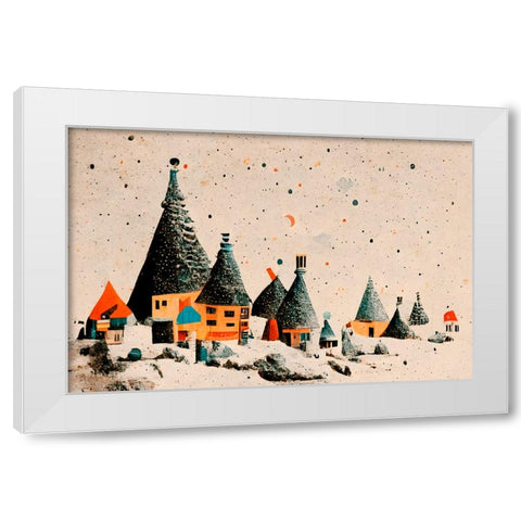 Fairy Village White Modern Wood Framed Art Print by Treechild