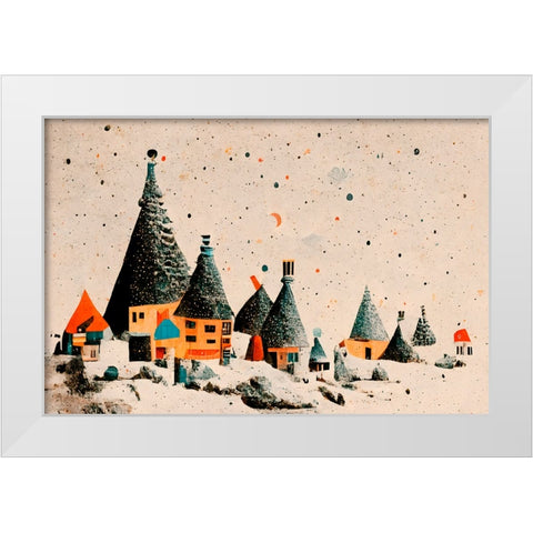 Fairy Village White Modern Wood Framed Art Print by Treechild