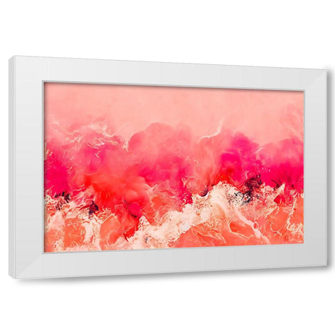 Pink Wave White Modern Wood Framed Art Print by Treechild