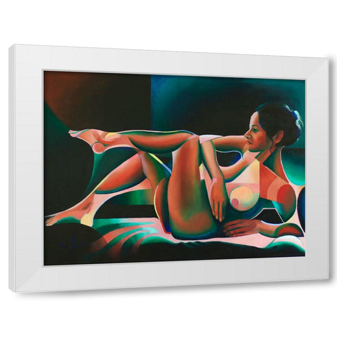 Solarized Roundism - 07-03-22 White Modern Wood Framed Art Print by Akkers, Corne