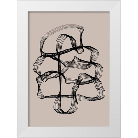 Ink Black and Beige White Modern Wood Framed Art Print by Treechild